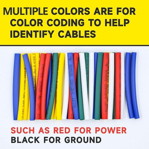229pcs 3:1 Heat Shrink Tubing Kit 4 Colors 18Sizes Assorted Sleeving Tube Wrap Cable Wire Kit for DIY Maintenance in Life Protect The Charging Cable Heat Resistant Waterproof Insulated. box3l in Kuwait