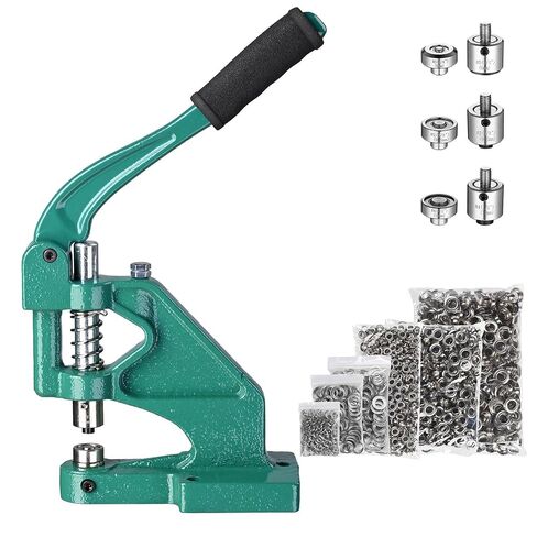 Yescom 1/4" 3/8" 1/2" Grommet Tool Kit Size #0#2#4 3-die Grommet Press Machine with Rolling Base 900 Sets of Grommets and Washers for Fabric Canvas Tarps Banners Labels Prints in Saudi Arabia