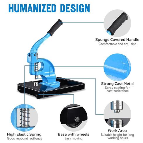 Yescom 1/4" 3/8" 1/2" Grommet Tool Kit Size #0#2#4 3-die Grommet Press Machine with Rolling Base 900 Sets of Grommets and Washers for Fabric Canvas Tarps Banners Labels Prints in Saudi Arabia