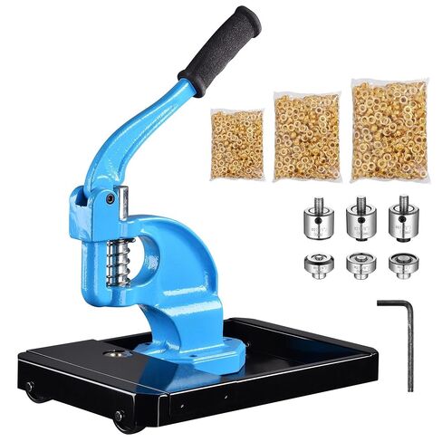 Yescom 1/4" 3/8" 1/2" Grommet Tool Kit Size #0#2#4 3-die Grommet Press Machine with Rolling Base 900 Sets of Grommets and Washers for Fabric Canvas Tarps Banners Labels Prints in Saudi Arabia