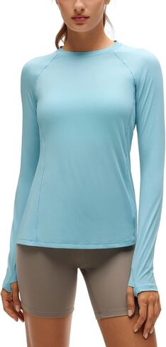 CRZ YOGA Sun Shirt Long Sleeve for Women UPF 50+ - Hiking Workout Tops Lightweight Quick Dry Rash Guard with Thumb Hole in Kuwait