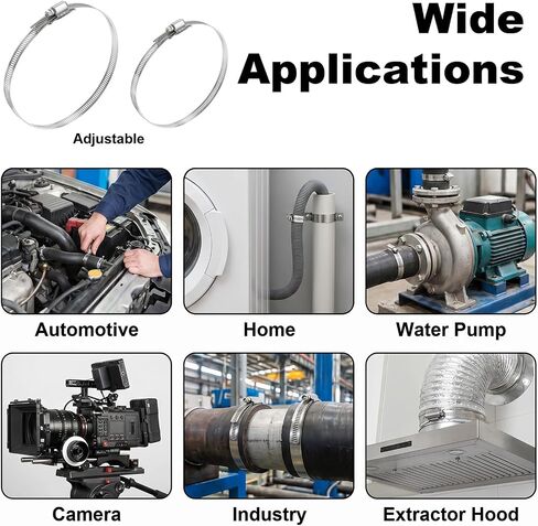 304 Stainless Steel Hose Clamp Kit, Large Adjustable Worm Gear Hose Clamps with Cuttable 50FT Metal Strap and 24 Stronger Fasteners Band Screw Clamps for Fuel Line Pipe Auto Tube Plumbing in Kuwait