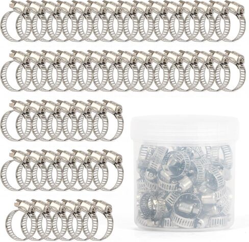 U.S. Solid 50PCS Hose Clamps Stainless Steel Adjustable 1/2"–3/4" (13–19mm) Worm Gear Hose Clamp, Heavy Duty Metal Small Hose Clamps for Automotive, Plumbing, Fuel Line in Kuwait
