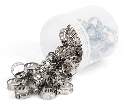 U.S. Solid 50PCS Hose Clamps Stainless Steel Adjustable 1/2"–3/4" (13–19mm) Worm Gear Hose Clamp, Heavy Duty Metal Small Hose Clamps for Automotive, Plumbing, Fuel Line in Kuwait