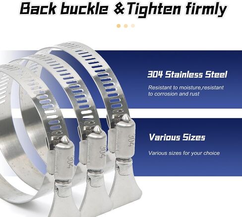 16Pcs 10-44mm Range 304 Stainless Steel Hose Clamps With Thumb Screw Handle 4 Size Adjustable Key Type Worm Gear Hose Clamp for Plumbing Automotive Mechanical Applications in Kuwait