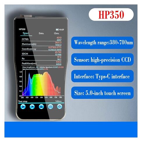 مقياس الطيف الضوئي المحمول HP350، مقياس تحليل الألوان، مقياس الطيف مع الطول الموجي 380-780 نانومتر، حساسية عالية، خطأ منخفض in Kuwait
