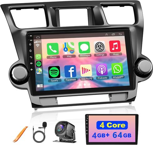 4G+64G Car Radio Stereo for Toyota Highlander 2014-2019, Wireless Carplay&Android Auto with Android 12 Support Bluetooth/Voice Control/GPS/WiFi/SWC/FM, 10.1 Inch IPS Touch Screen for Highlander in Saudi Arabia