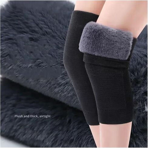 Winter Warm Knee Pads for Women Men Cold Leg Kneepad Knee Support Rabbit Fur Running Knee Protector for Ski Cycling(Grey,M) in Kuwait