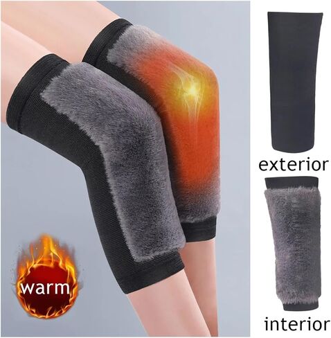 Winter Warm Knee Pads to Protect Against Cold Legs Velvet Sports Leg Guards for Ski Cycling(Black,XL) in Kuwait