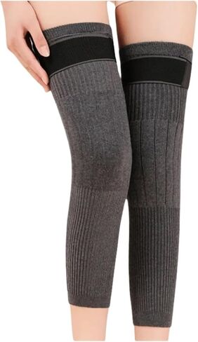 Wool Knee Pads Support Brace Winter Warm Thermal Knee Warmers Sleeve for Pain Relief Ski Cycling Running for Ski Cycling(General-Gray,L) in Kuwait