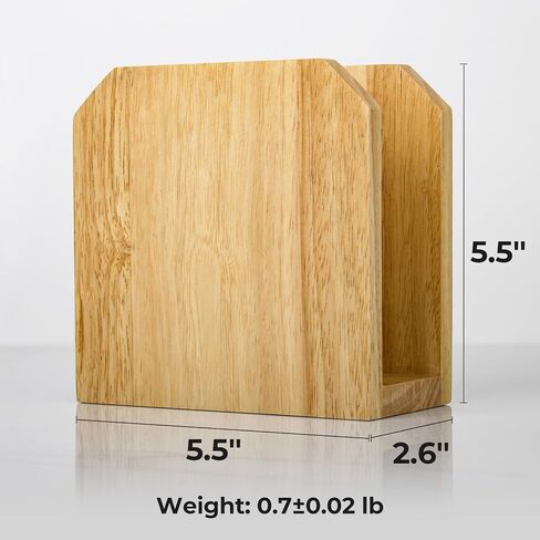 Farmhouse Napkin Holder, Solid Rubberwood Vertical Stand, Sturdy Kitchen & Dining Table Organizer, Holds Standard Paper Napkins, Rustic Home Decor, 5.5"L x 2.6"W x 5.5"H in Kuwait