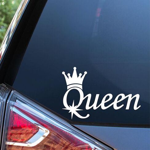 Sunset Graphics & Decals Queen Crown Styling Decal Vinyl Car Sticker | Cars Trucks Vans Walls Laptop | White | 5.5 inches | SGD000255 in Kuwait