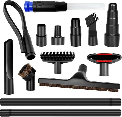 12pcs Universal Vacuum Attachments Professional Shop Vac Accessories Wet Dry Vacuum Attachments fit 2 1/2", 1 1/4", 1 7/8" with Hose Adapter Brush Extension Wand Flexible Crevice in Kuwait