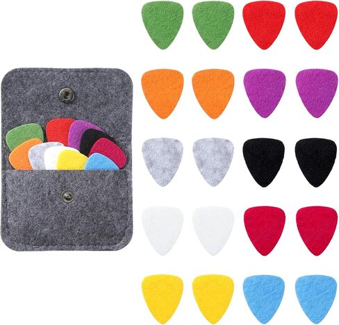 20 Pieces Felt Guitar Picks Felt Picks for Ukulele Heart Shape Pick for Ukulele with Pick Holder Case for Guitar Ukuleles Bass (10 Mixed Colors) in Kuwait