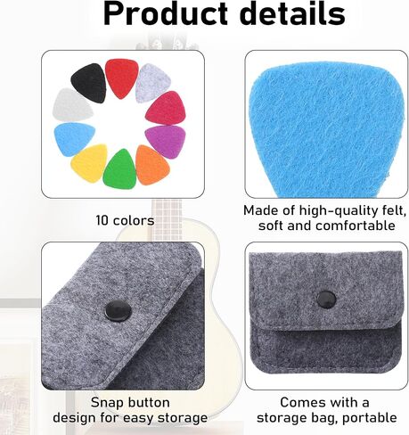 20 Pieces Felt Guitar Picks Felt Picks for Ukulele Heart Shape Pick for Ukulele with Pick Holder Case for Guitar Ukuleles Bass (10 Mixed Colors) in Kuwait