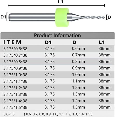 10Pcs Micro Diamond Tip Twist Drill Bits Set, Heavy Duty Diamond Drill for Glass Ceramic Tile Jewelry Drilling(0.9mm,1box(10pcs)) in Kuwait