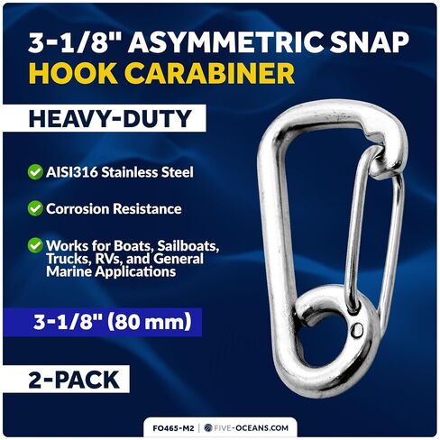 Five Oceans FO465-M2 Asymmetric Snap Hook, 3-5/32 inches (Two-Pack) FO-465-M2 in Kuwait