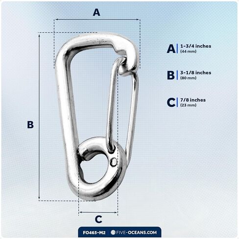 Five Oceans FO465-M2 Asymmetric Snap Hook, 3-5/32 inches (Two-Pack) FO-465-M2 in Kuwait
