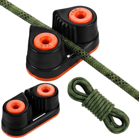 Vinsot Ball Bearing Cam Cleat مع حبل متين بطول 32 قدمًا - مربط من الألومنيوم لخط 1/2 بوصة، معطف صلب بأكسيد، أجهزة إبحار عالية الحمولة، تعديل سهل للخط، معدات بحرية خارجية، قوارب الكاياك in Kuwait