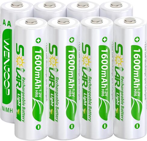 بطاريات AA قابلة لإعادة الشحن للأضواء الشمسية، NiMH 1.2V 1600mAh، مشحونة مسبقًا منخفضة التفريغ الذاتي، 24 حزمة بديلة للحديقة الخارجية، المسار، سطح السفينة/السياج وأضواء سلسلة الطاقة الشمسية in Kuwait