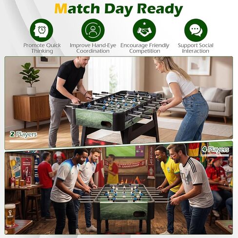 Goplus 54 Inch Full Size Foosball Table, Soccer Game Table with 2 Balls, 22 Players, Ergonomic Handles, Adjustable Leg Levelers, Competition Size Arcade Foosball Table for Home Game Room Adults in Kuwait