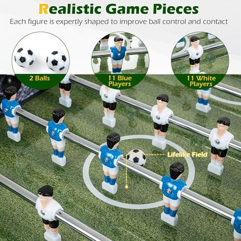 Goplus 54 Inch Full Size Foosball Table, Soccer Game Table with 2 Balls, 22 Players, Ergonomic Handles, Adjustable Leg Levelers, Competition Size Arcade Foosball Table for Home Game Room Adults in Kuwait