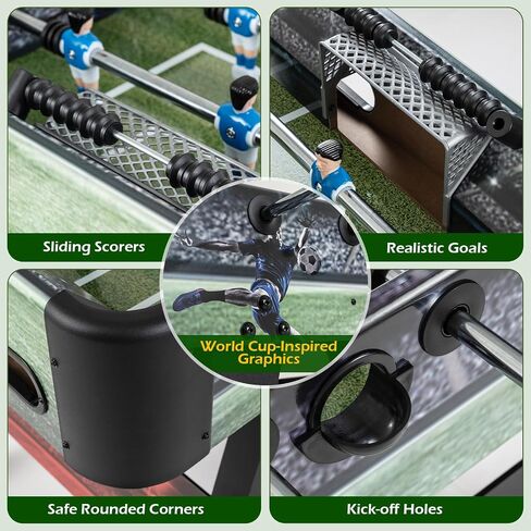 Goplus 54 Inch Full Size Foosball Table, Soccer Game Table with 2 Balls, 22 Players, Ergonomic Handles, Adjustable Leg Levelers, Competition Size Arcade Foosball Table for Home Game Room Adults in Kuwait