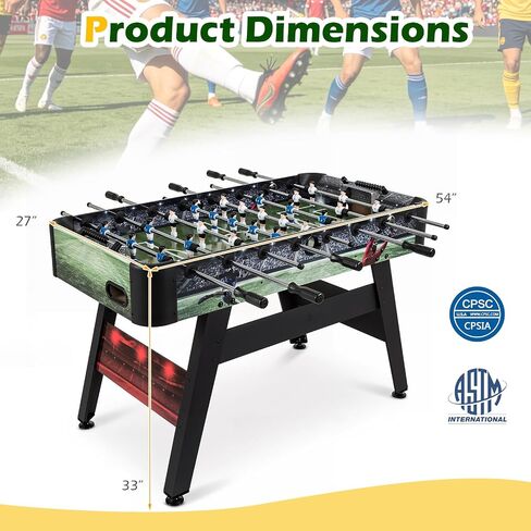 Goplus 54 Inch Full Size Foosball Table, Soccer Game Table with 2 Balls, 22 Players, Ergonomic Handles, Adjustable Leg Levelers, Competition Size Arcade Foosball Table for Home Game Room Adults in Kuwait