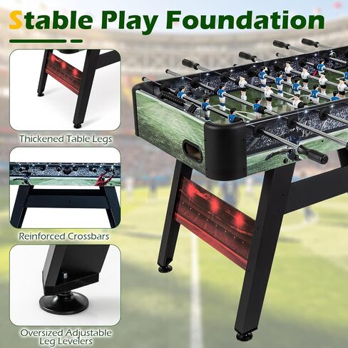 Goplus 54 Inch Full Size Foosball Table, Soccer Game Table with 2 Balls, 22 Players, Ergonomic Handles, Adjustable Leg Levelers, Competition Size Arcade Foosball Table for Home Game Room Adults in Kuwait