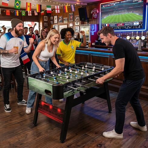 Goplus 54 Inch Full Size Foosball Table, Soccer Game Table with 2 Balls, 22 Players, Ergonomic Handles, Adjustable Leg Levelers, Competition Size Arcade Foosball Table for Home Game Room Adults in Kuwait