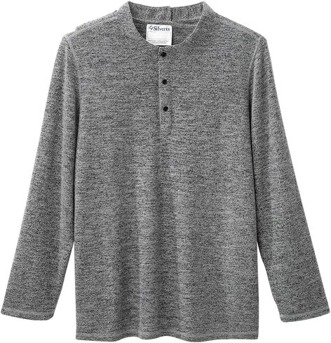قميص Henley بأكمام طويلة وظهر مفتوح للرجال من Silvert، قميص علوي مزود بأزرار للإغلاق مع أزرار كبس للإغلاق in Kuwait