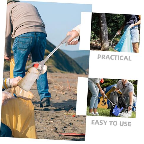 Operitacx 60cm Stainless Steel Garbage Picker Trash Clamp with Plastic Grip, Outdoor Litter Picker Tool for Waste Collection and Trash Picking, Lightweight Garbage Clip for Sanitation in Kuwait