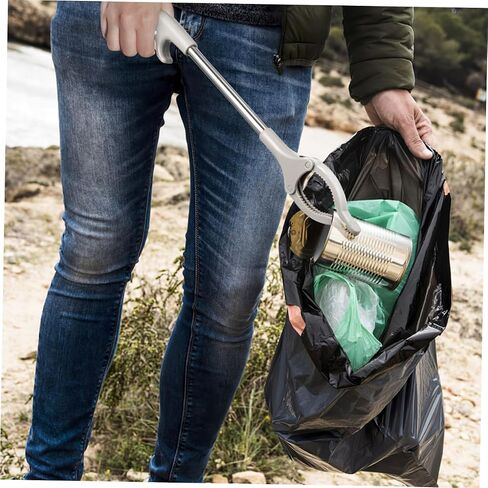 Operitacx 60cm Stainless Steel Garbage Picker Trash Clamp with Plastic Grip, Outdoor Litter Picker Tool for Waste Collection and Trash Picking, Lightweight Garbage Clip for Sanitation in Kuwait