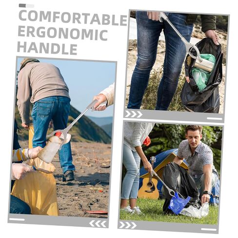 Operitacx 60cm Stainless Steel Garbage Picker Trash Clamp with Plastic Grip, Outdoor Litter Picker Tool for Waste Collection and Trash Picking, Lightweight Garbage Clip for Sanitation in Kuwait
