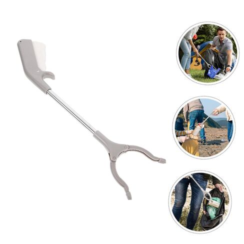 Operitacx 60cm Stainless Steel Garbage Picker Trash Clamp with Plastic Grip, Outdoor Litter Picker Tool for Waste Collection and Trash Picking, Lightweight Garbage Clip for Sanitation in Kuwait