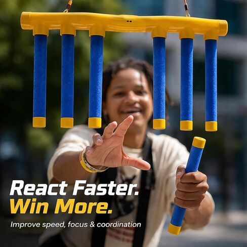 لعبة Reflex Challenge Drop Stick، جهاز تحكم عن بعد 3 سرعات قابلة للتعديل، لعبة تحدي Reflex Drop Sticks، لعبة تدريب على التفاعل، (أصفر) in Kuwait