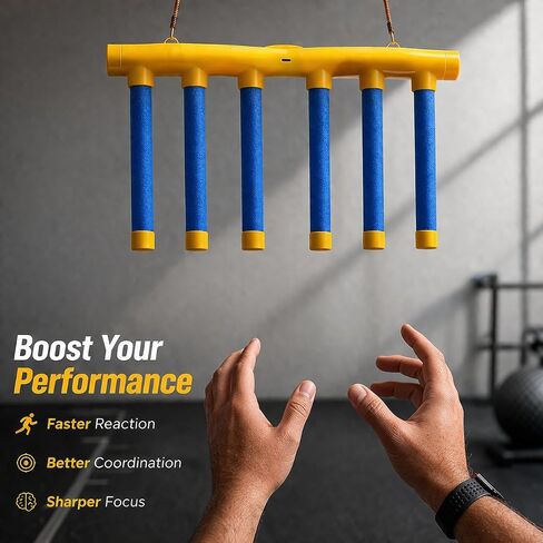 لعبة Reflex Challenge Drop Stick، جهاز تحكم عن بعد 3 سرعات قابلة للتعديل، لعبة تحدي Reflex Drop Sticks، لعبة تدريب على التفاعل، (أصفر) in Kuwait