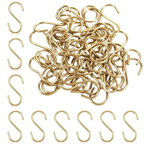 48PCS 1.6 Inch Mini S Hooks, Heavy Duty Metal S Shaped Hooks, Small S-Hook, Curtain Hanging Connectors, S-Shaped Utility Hook for Ornaments, Jewelry, Hanging, Hardware and DIY Crafts (Gold) in Kuwait