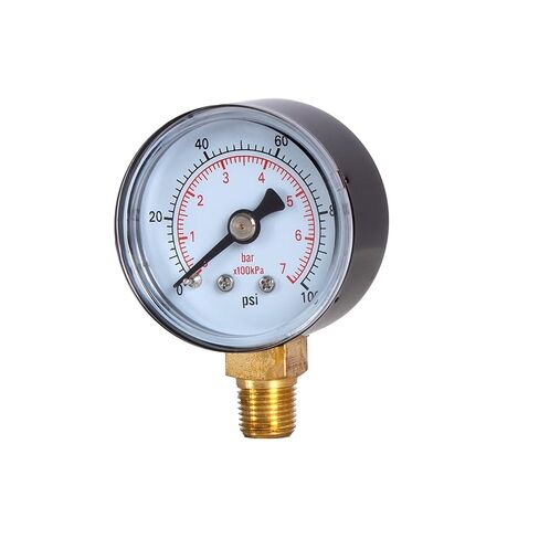 قطعة واحدة من مقياس الضغط الجاف، قطر 1-1/2 بوصة، 100، 160 رطل لكل بوصة مربعة وبار، حامل سفلي BSPT 1/8 بوصة، نافذة الكمبيوتر الشخصي (0-160 رطل لكل بوصة مربعة، 0-11 بار) in Kuwait