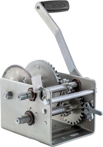 CURT 29520 Hand-Crank 2-Speed Winch, 2,000 lbs, 4.1:1 High, 10.25:1 Low Gear Ratio, 10.6" Handle in Kuwait