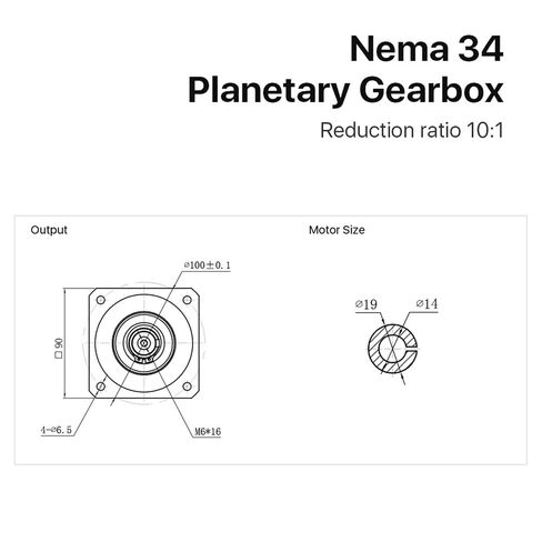 NemaRatio 10:1 Planetary Gearbox Motor Speed Reducer with 14mm Input for NemaStepper in Kuwait