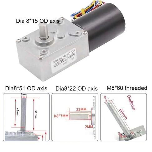 Micro High-Torque 12V/24V Brushless DC Worm Gear Motor Long Shaft Right Angle Gearbox Reducer PWM in Kuwait