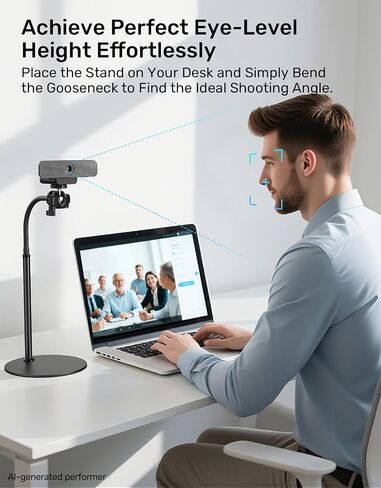 CHELL COM CCAM CCAM مقاس 19 بوصة ، 2025 ، مشبك المكتب المكتبي 2025 و GOOSENECK ARM COST FOR LOGITECH WEBCAM BIRO 4K C920S C922 C922X C925E C930 C930E C960 C615 NEXIGO N60 ، CAM with 1/4 "Thread" Thread in Kuwait