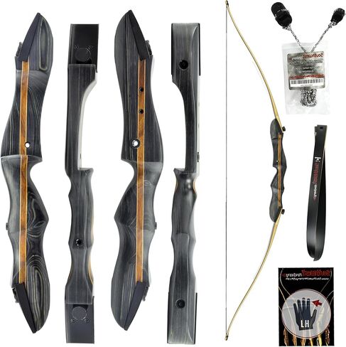 القوس الطويل من Southwest Archery Ghost Takedown - قوس صيد طويل بطول 64 بوصة - اليد اليمنى واليسرى - رسم الأوزان بوزن 20-50 رطلاً - شركة مقرها الولايات المتحدة الأمريكية - مثالية للمبتدئين إلى المحترفين - تتضمن أداة Stringertool in Kuwait