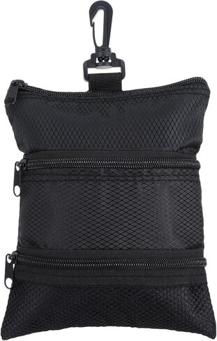 حقيبة Xindojuz Golf Tee Pouch، 7.87 × 6.69 بوصة متعددة الجيوب بسحّاب، حقيبة حامل كرة الجولف مع مشبك مخلب جراد البحر، ملحقات حقيبة الجولف الثمينة للرجال والنساء (أسود) in Kuwait