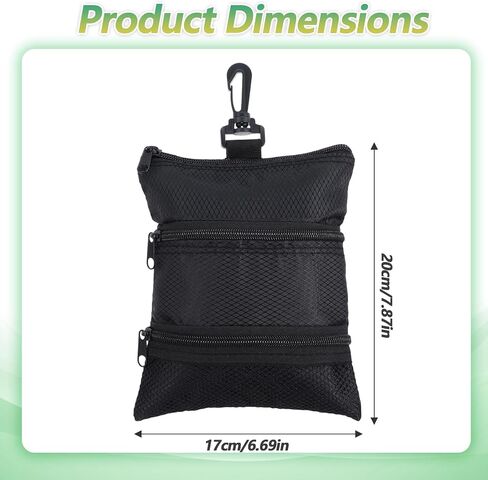 حقيبة Xindojuz Golf Tee Pouch، 7.87 × 6.69 بوصة متعددة الجيوب بسحّاب، حقيبة حامل كرة الجولف مع مشبك مخلب جراد البحر، ملحقات حقيبة الجولف الثمينة للرجال والنساء (أسود) in Kuwait