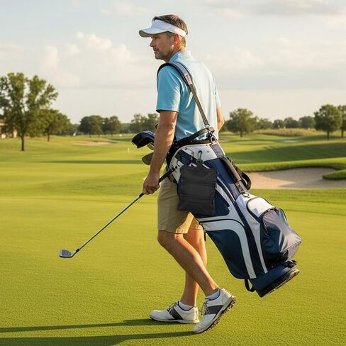 حقيبة Xindojuz Golf Tee Pouch، 7.87 × 6.69 بوصة متعددة الجيوب بسحّاب، حقيبة حامل كرة الجولف مع مشبك مخلب جراد البحر، ملحقات حقيبة الجولف الثمينة للرجال والنساء (أسود) in Kuwait