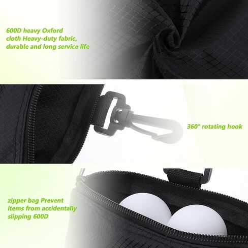 حقيبة Xindojuz Golf Tee Pouch، 7.87 × 6.69 بوصة متعددة الجيوب بسحّاب، حقيبة حامل كرة الجولف مع مشبك مخلب جراد البحر، ملحقات حقيبة الجولف الثمينة للرجال والنساء (أسود) in Kuwait