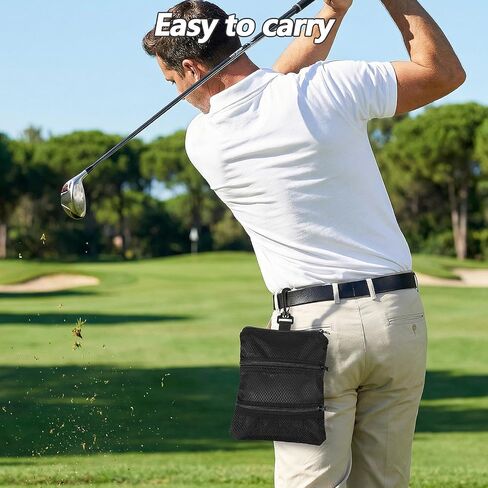 حقيبة Xindojuz Golf Tee Pouch، 7.87 × 6.69 بوصة متعددة الجيوب بسحّاب، حقيبة حامل كرة الجولف مع مشبك مخلب جراد البحر، ملحقات حقيبة الجولف الثمينة للرجال والنساء (أسود) in Kuwait