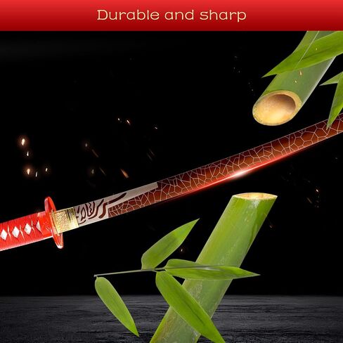 Samurai Katana Sword Real,Hand Forged Traditional Hardening 1060 High Carbon Steel Full Tang,for Man Gift Cosplay Decoration red in Kuwait